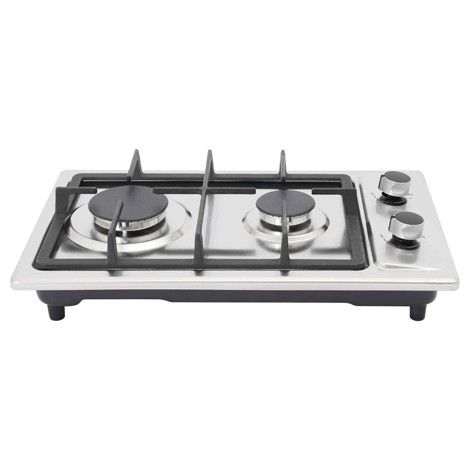 Table de Cuisson À Gaz Portable Sweetmile 2 Feux 4750W Avec Tuyau et Détendeur Argenté